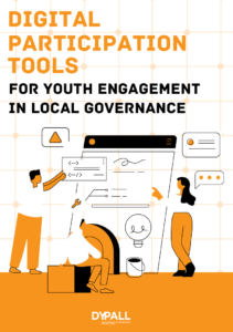 Cover of PDF document presenting practice examples of digital tools that strengthen youth participation in decision-making processes at the local level
